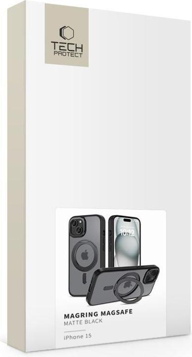 Produktbild Tech-Protect MagRing MagSafe Case with Stand for iPhone 15 - Black (Apple iPhone 15)