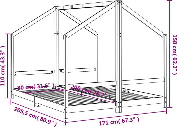Produktbild vidaXL Kinder-Bettgestell (80 x 200 cm)