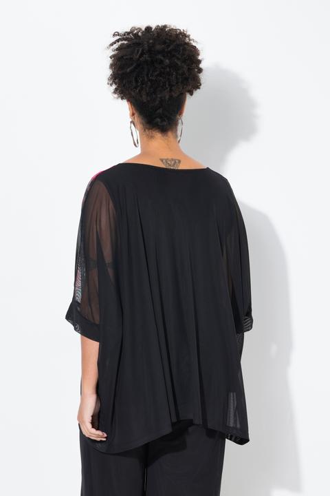 Immagine prodotto Miamoda Bluse, oversized, Blüten-Bordüre, blickdichtes Top (42, 44)