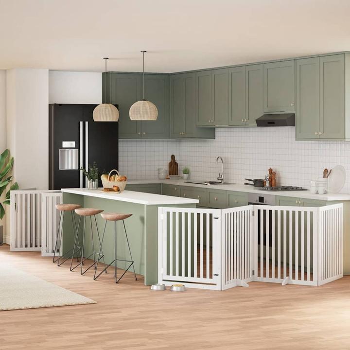 Produktbild vidaXL Hundetor mit Tür Faltbar Absperrgitter Hunde Schutzgitter 12-tlg. Holz (6 cm)