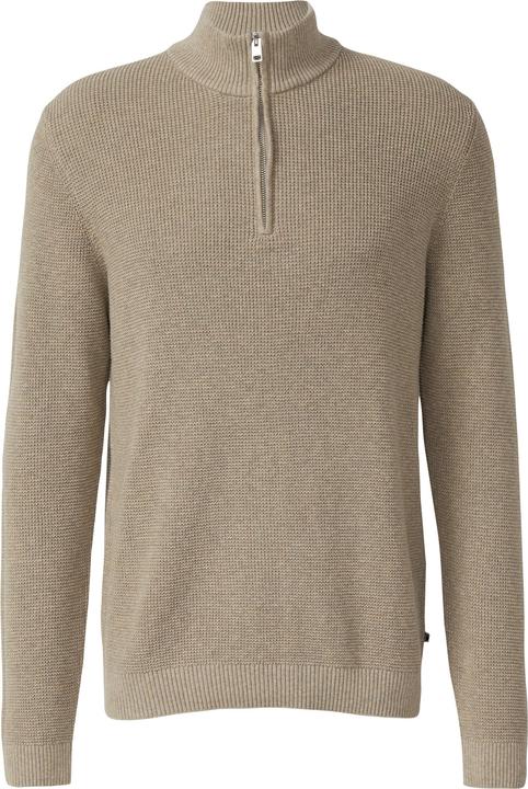 Produktbild s.Oliver Strickpullover Baumwoll-Pullover mit Struktur und Troyer-Kragen (M)