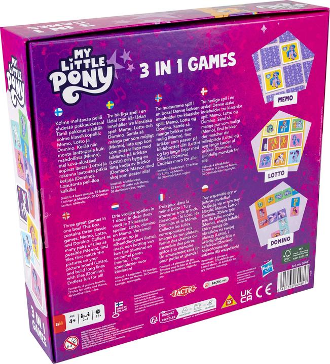 Productafbeelding Selecta Spielzeug My Little Pony 3in1 Memo Lotto Domino (Zweeds, Engels, Frans, Noors, Duits, Deens, Pools, Fins)