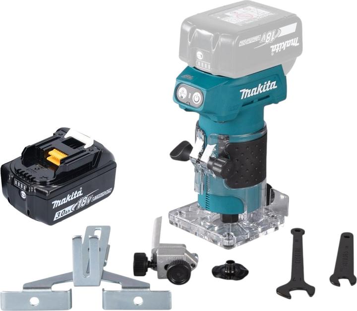 Produktbild Makita DRT 52 F1 Akku Kantenfräse 18 V 6 mm Brushless + 1x Akku 3,0 Ah - ohne Ladegerät