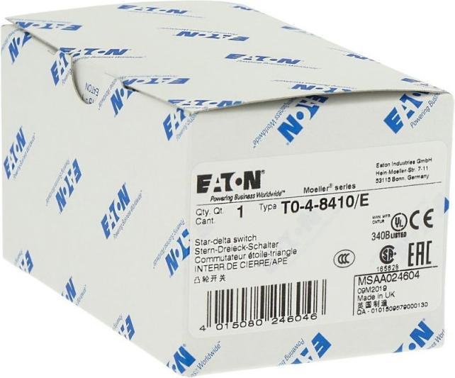 Actual product image Eaton T0-4-8410/E Star-delta- 024604 Switch Kont8 20A 0-Y-D 60° rast.