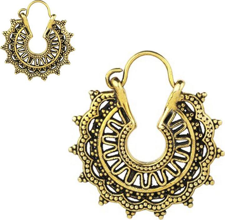 Image du produit Star Piercing Boucles d'oreilles dorées fleur avec soleil (Laiton)