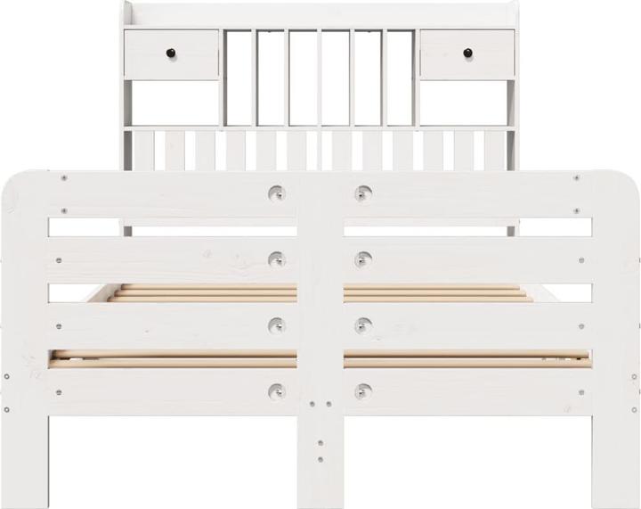 Produktbild vidaXL Massivholzbett Holzbett Bett mit Regal ohne Matratze Weiss 180x200cm (180 x 200 cm)