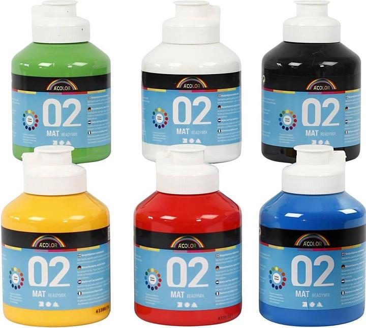 Actual product image Creativ Company A-Color Acrylic Paint Primary Colours Assortment Matt 32132 by - Colour School (Primary colours, 500 ml)