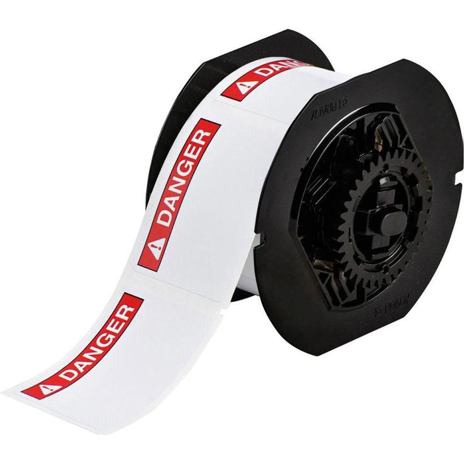 Brady, Etikettenrol, B30-241-595-ANSIDA, voorbedrukte vinyl etiketten, rood op wit, glanzend, 57,15 x 76,20 mm (6.35 cm)