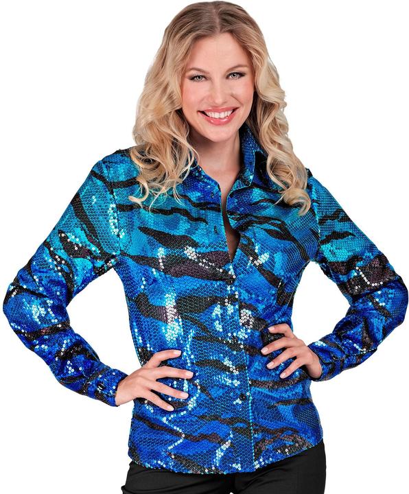 Actual product image Widmann Sequin blouse in zebra pattern blue / black (M, S)