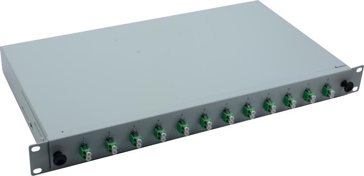 Produktbild Helos LWL 19" Spleissbox 12 x LC/APC Duplex OS2, spleissfertig, grau