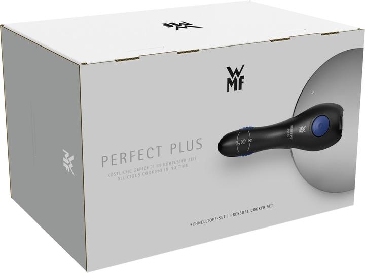 Productafbeelding WMF Snelkookpan 3tlg 4,5+3l groot kooksignaal Perfect Plus Inductie (22 cm, Kookpotten en pannenset, Roestvrij staal)