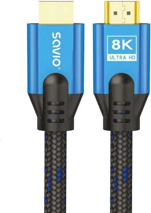 Productafbeelding Savio HDMI (M) v2.1 kabel 5m 8K koper blauw-zwart gouden tips CL-169 (5 m)