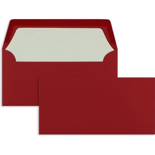 Blanke, Briefumschlag, Briefumschläge DINlang 100g/qm gummiert VE=100 Stück rot (110 x 220 mm, 100 x)