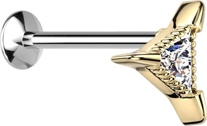 Image du produit Star Piercing Micro Threadless UFO Labret argent triangle doré cristal triangle argent (Laiton, Acier chirurgical 316L)