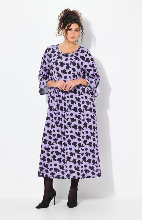 Produktbild Ulla Popken Jerseykleid, A-Linie, Rundhals, 3/4-Volantärmel (60)