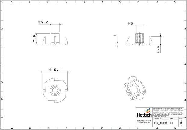 Immagine prodotto Hettich Einschlag-Mutter M5 (M8)