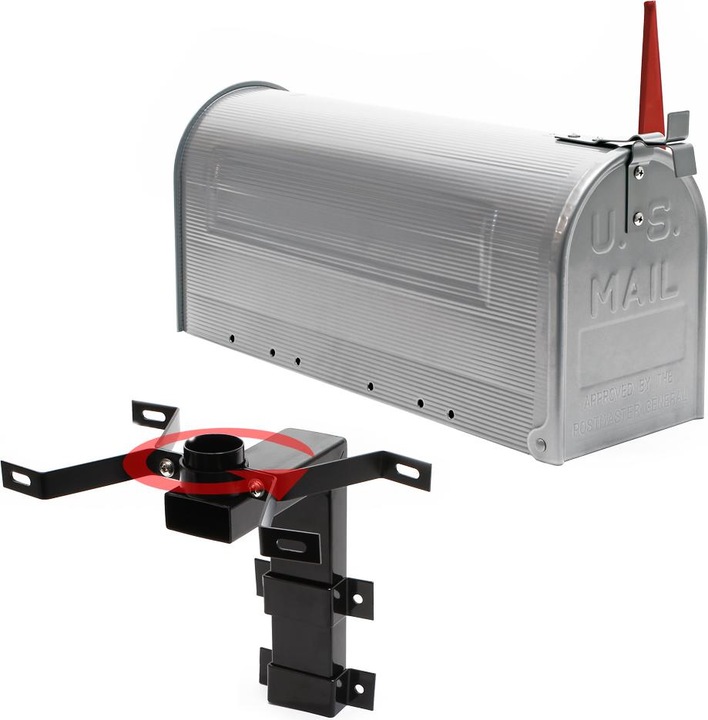 Produktbild Wiltec Set US Mailbox grau 180x220x480mm amerikanischer Briefkasten Halterung