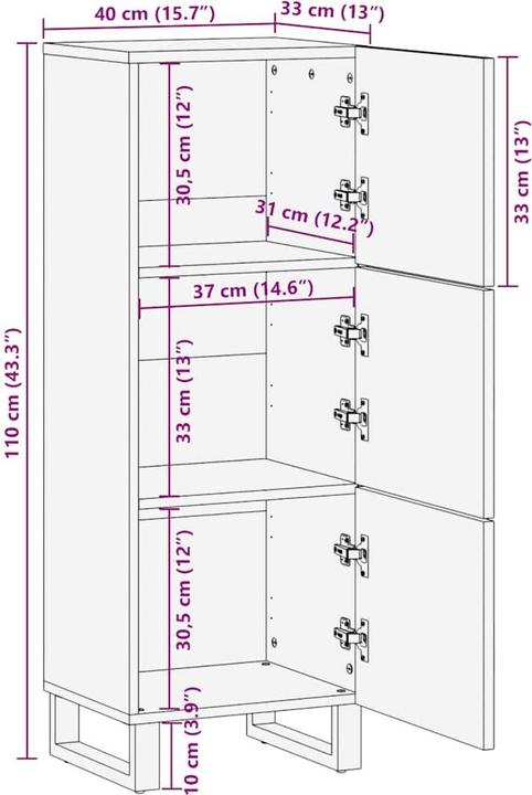 Image du produit vidaXL Highboard (40 x 33 x 110 cm)