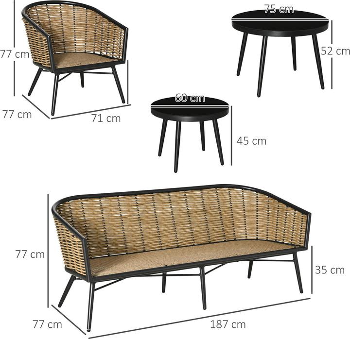 Immagine prodotto Outsunny Set di mobili da giardino con design in vimini