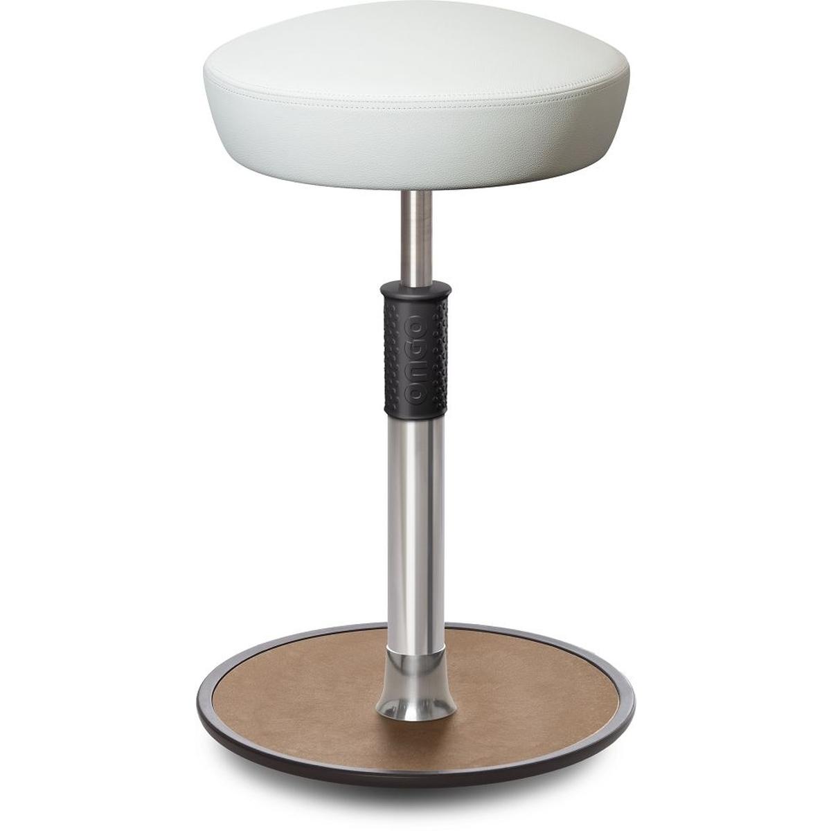 Ongo, Bürostuhl, Sitz- Stehhocker Free Tall Hutsitz skai Kunstleder Weiss chrom /Natur