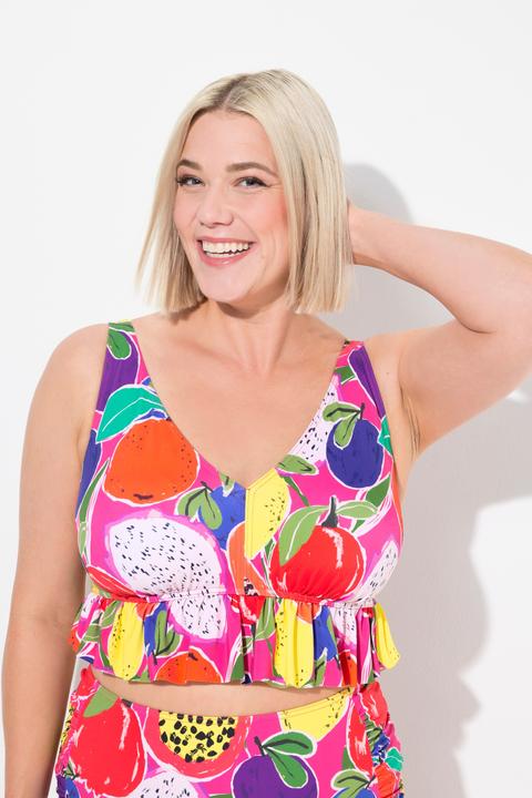 Actual product image Ulla Popken Fruit Print Ruffled Two Piece Bikini Set (54)