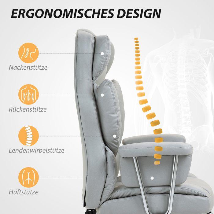 Produktbild Swisshandel24 Bürostuhl mit Liegefunktion, ergonomisch Schreibtischstuhl, Drehstuhl Hellgrau