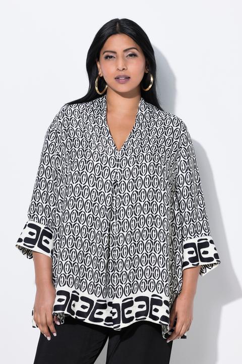 Produktbild Ulla Popken Tunika, A-Linie, Kelchkragen, V-Ausschnitt, 3/4-Arm (50, 52)