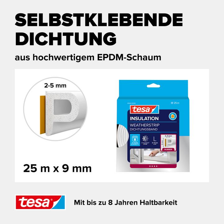 Actual product image tesa P-profile window seal (0.27 kg, White, White)