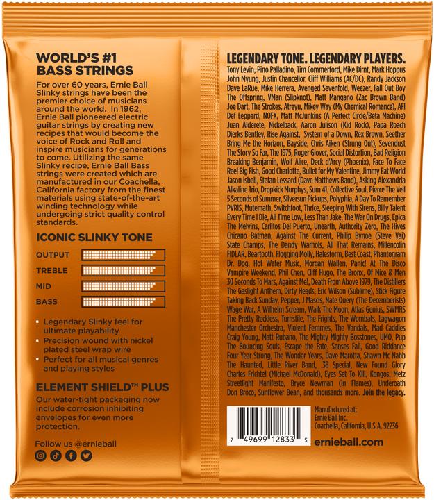 Valeurs nutritives et ingrédients Ernie Ball Slinky hybride (4x, Basse électrique, 0.11")