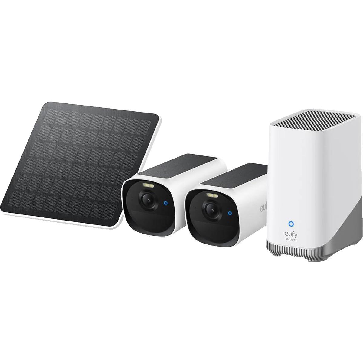 eufy Kit 2 telecamere eufyCam E40 (HomeBase S380 e pannello solare), Telecamera di rete, Bianco