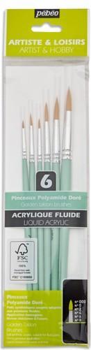 Produktbild Pebeo 6 runde MC-Pinsel aus goldenem Poly