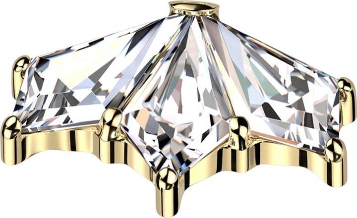 Produktbild Star Piercing Dermal Anchor Fächer vergoldet drei Diamant Kristalle silber (ohne Messing, Titan)