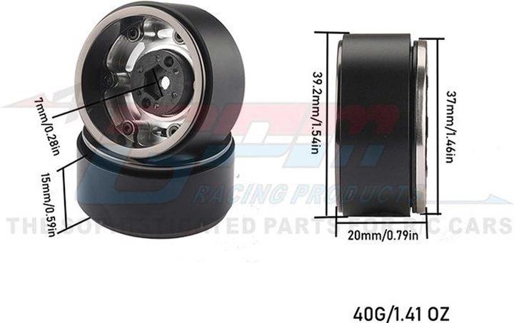 Image du produit GPM KIT JANTES BEADLOCK ALU 1.33 6 TROUS (1 PAIRE) NOIR TRX-4M, SCX24