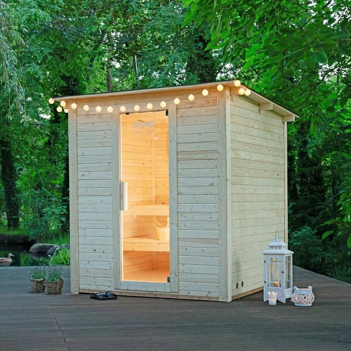 Produktbild Home Deluxe Saunahaus Outdoor MACAH L- 221 x 217 cm für 4 Personen - Sauna mit 6kW Ofen