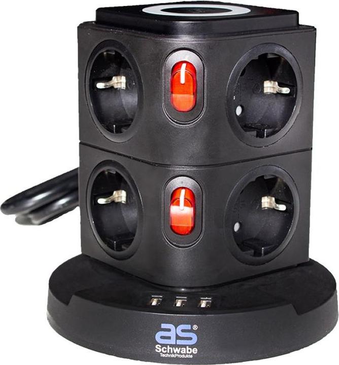 Actual product image As - Schwabe 8 elektros lizdų ilgintuvas su belaidžio įkrovimo stotele AS-SCHWABE (11 x, CEE 7/3, USB, 2 m)