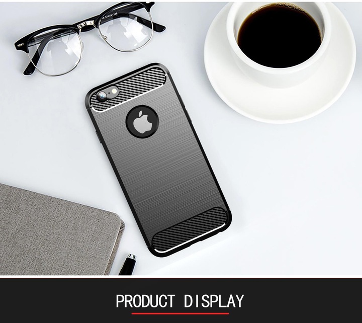 Immagine prodotto Cadorabo TPU Ultra sottile in acciaio inossidabile al carbonio Combi Cover (Apple iPhone 6)
