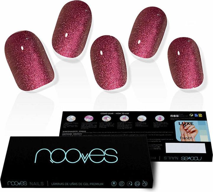 Produktbild Nooves Ruby Claret Premium Glam Glitter Gel Nail Sheets 20 Stück (Kunstnägel)