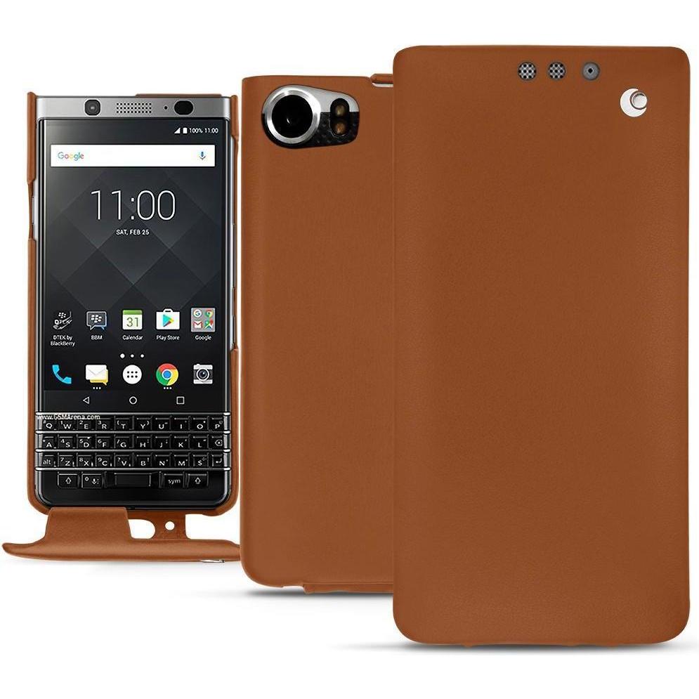 Noreve Lederschutzhülle vertikal (Blackberry KEYone), Smartphone Hülle, Braun