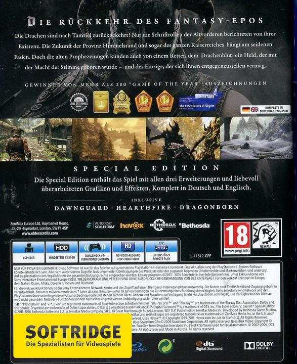 Produktbild Bethesda The Elder Scrolls: Skyrim - Special Edition (PS4, Multilingual)