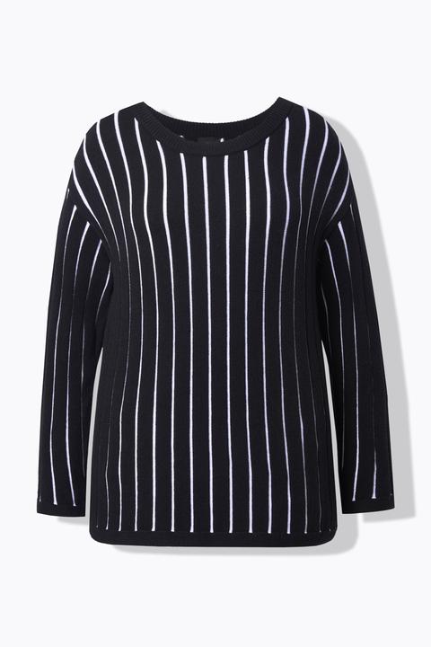 Produktbild Ulla Popken Pullover, Längsstreifen, Slim Fit, Langarm (60)