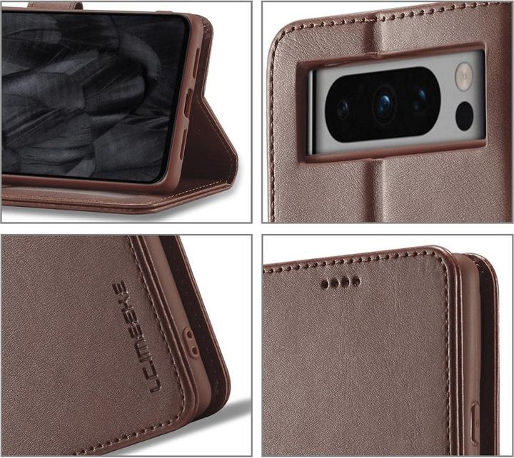Produktbild LC.Imeeke Google Pixel 8 Pro - Leder Etui Hülle dunkelbraun (Google Pixel 8 Pro)