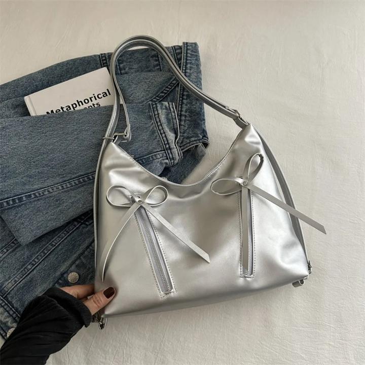 Actual product image Only-Bags.Store Leder Umhängetasche Trendige Umhängetasche Pu-leder Grosse Kapazität Tragetaschen Tasche Bowknot