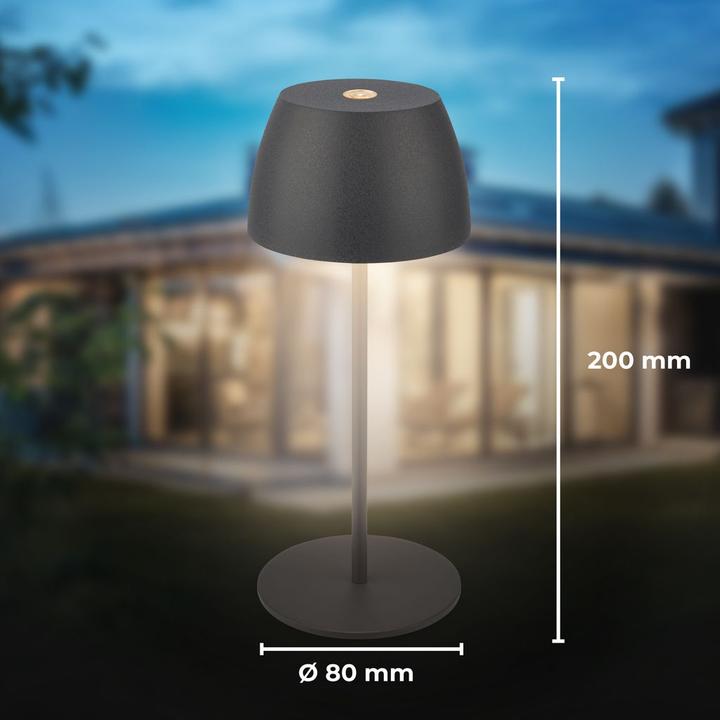 Produktbild B.K.Licht Akku LED Tischleuchte - Mini Touch, anthrazit (150 lm)