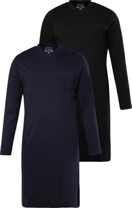 Immagine prodotto JP1880 Camicie da notte in confezione doppia con design in tinta unita e maniche lunghe, fino alla tg. 8XL (L)