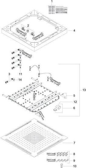 Actual product image hansgrohe AXOR STARCK SHOWERHEAVEN 3jet shower head DN 20 970x970mm o lighting stainless steel (3 Beam types)