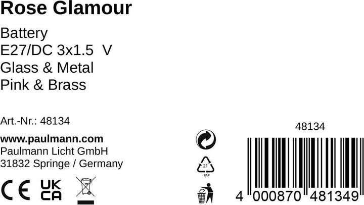 Nutritional values and ingredients Pauleen Mobile Table Lamp Rose Glamour (E27)