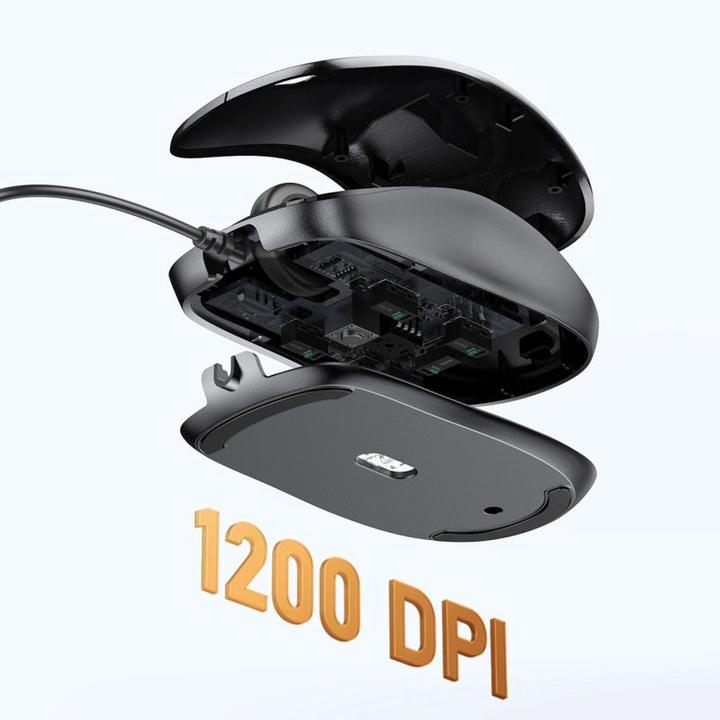 Produktbild Ugreen - Wired Mouse MU007 (90789) - USB, Ergonomic Design, Plug&Play, 1200DPI, 1.5m - Black (Kabelgebunden)