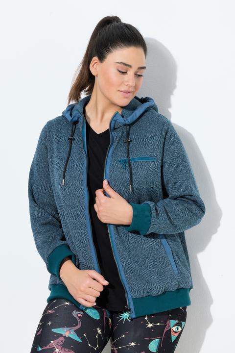 Immagine prodotto Ulla Popken Giacca di maglia e pile con design grafico e cappuccio (46, 48)