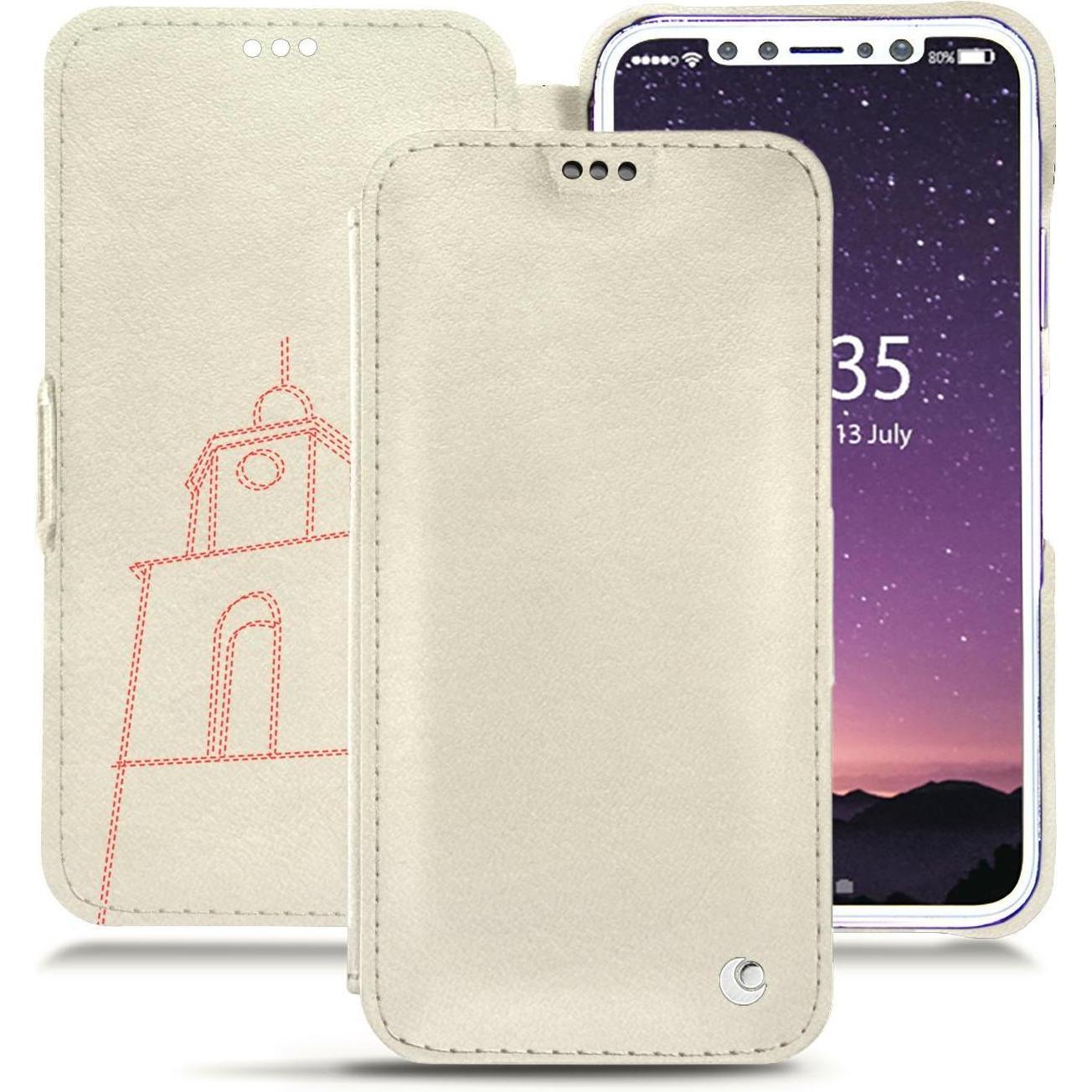 Noreve Lederschutzhülle horizontal (Apple iPhone XS), Smartphone Hülle, Weiss