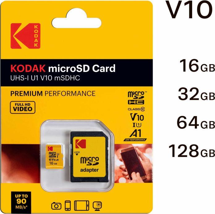 Actual product image Emtec Kodak - Flash memory card (microSDHC/SD adapter included) (16 GB, microSDHC, U1, UHS-I)